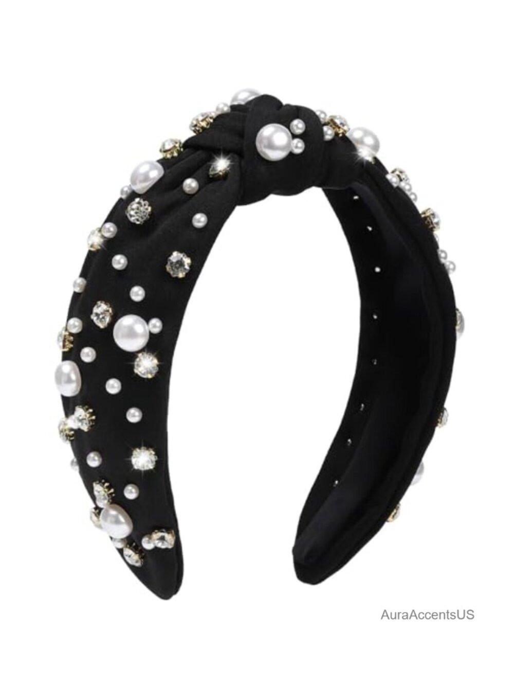 Pearl Knotted Headband Faux Pearl Rhinestone Embellished Hairband